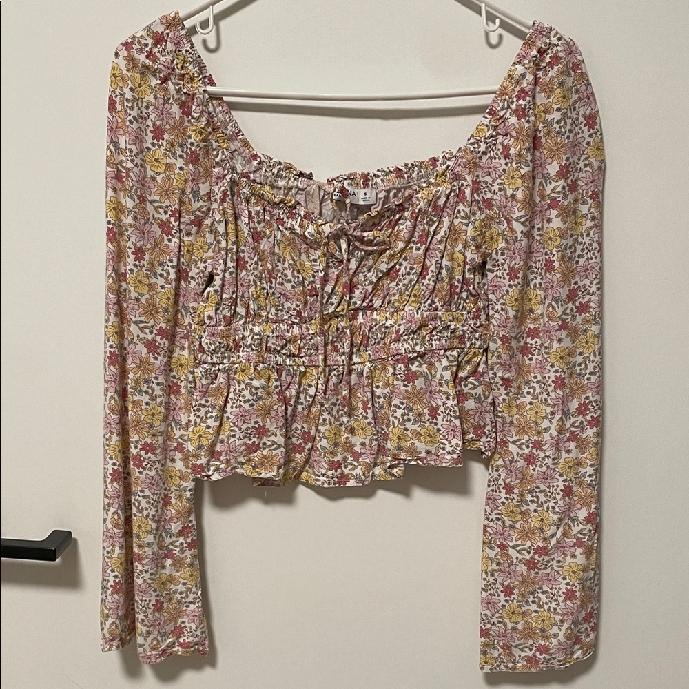 Arizona Jean Company Floral Smocked Blouse - Pink, Yellow, White